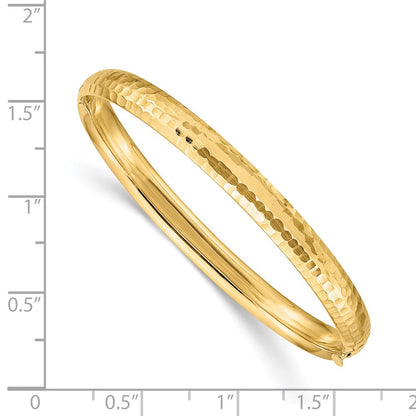 14K Yellow Gold Madi K Kids Polished Hammered 5mm Hinged Child'S Bangle