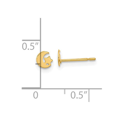 14K Yellow Gold Madi K Kids Star And Moon Post Earrings