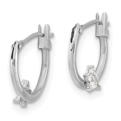 14K White Gold Madi K Polished Cz Star Hoops