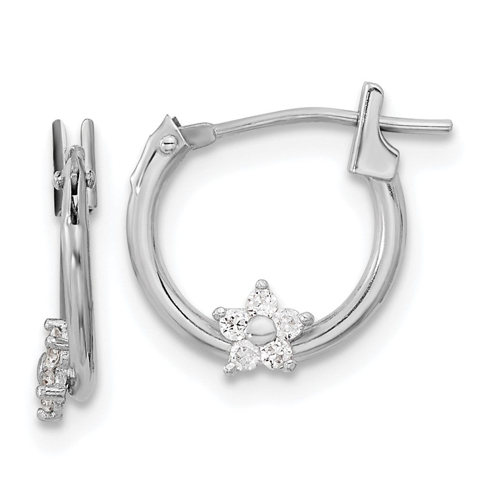 14K White Gold Madi K Polished Cz Star Hoops