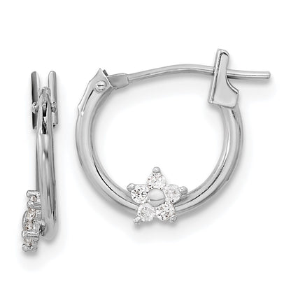 14K White Gold Madi K Polished Cz Star Hoops