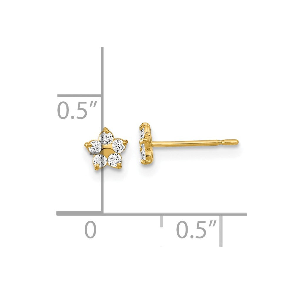 14K Yellow Gold Madi K Kids Cz Star Post Earrings