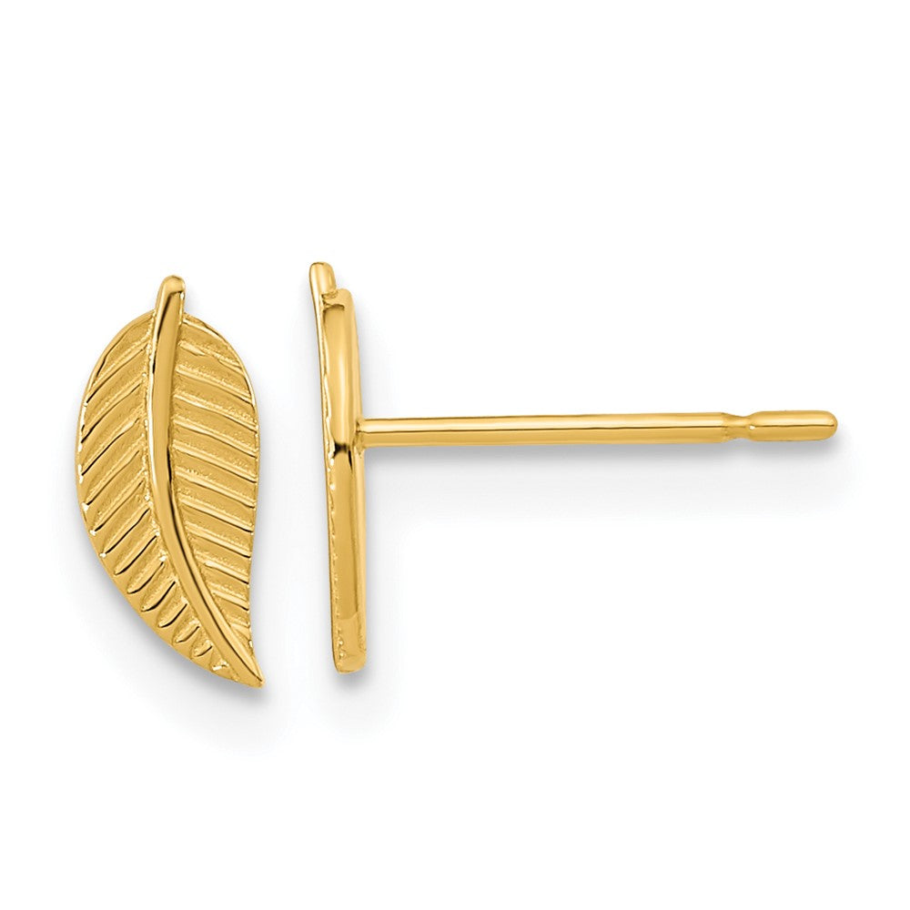 14K Yellow Gold Madi K Kids Leaf Post Earrings