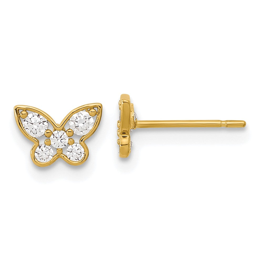 14K Yellow Gold Madi K Kids Cz Butterfly Post Earrings