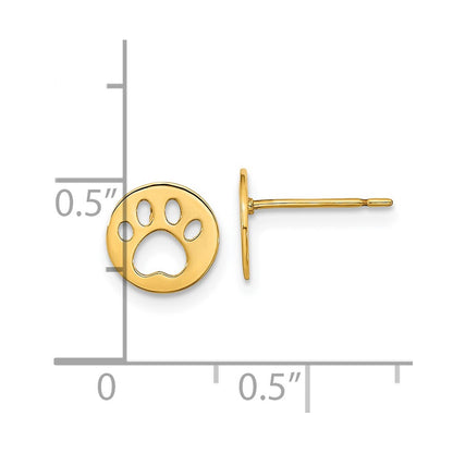 14K Yellow Gold Madi K Kids Pawprint Post Earrings