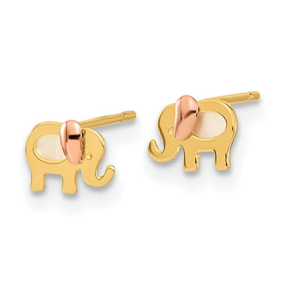 14K Two Tone Madi K Childrens Mop Elephant Post Earrings