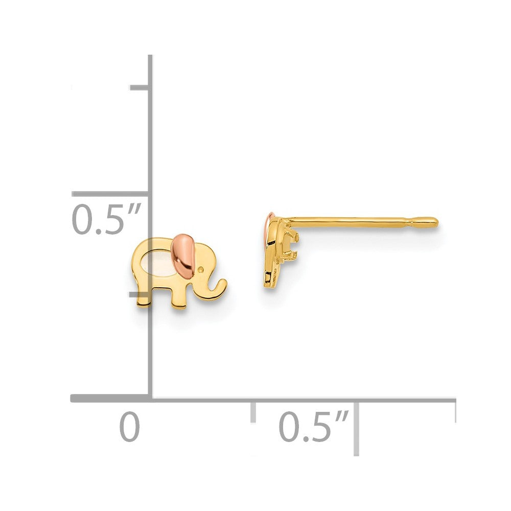 14K Two Tone Madi K Childrens Mop Elephant Post Earrings