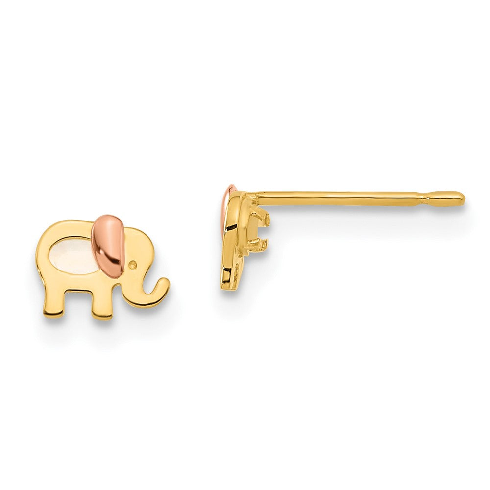 14K Two Tone Madi K Childrens Mop Elephant Post Earrings