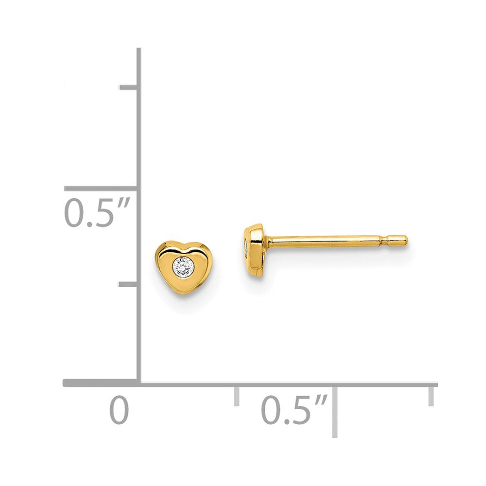 14K Yellow Gold Madi K Cz Heart Post Earrings