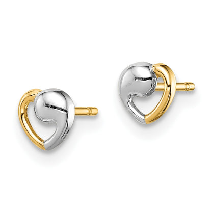 14K Yellow & Rhodium Madi K White Heart Post Earrings