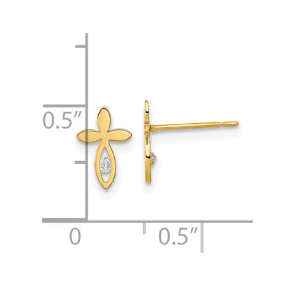 14K Yellow & Rhodium Madi K White Heart Post Earrings