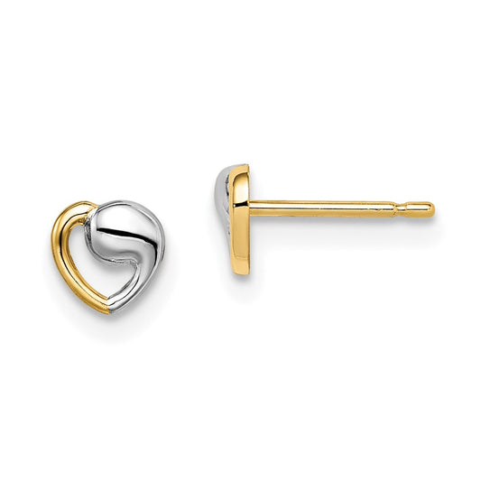 14K Yellow & Rhodium Madi K White Heart Post Earrings