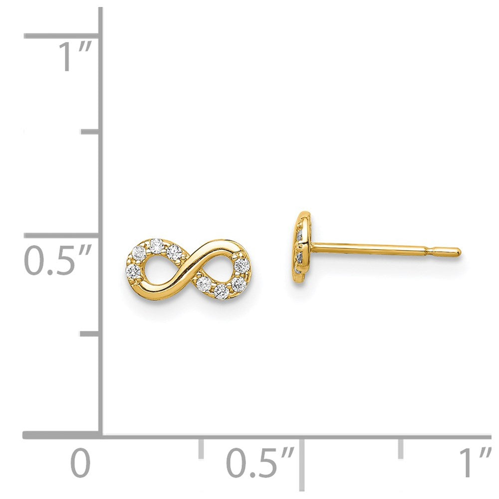 14K Yellow Gold Madi K Cz Infinity Symbol Post Earrings