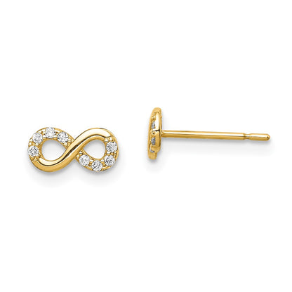 14K Yellow Gold Madi K Cz Infinity Symbol Post Earrings