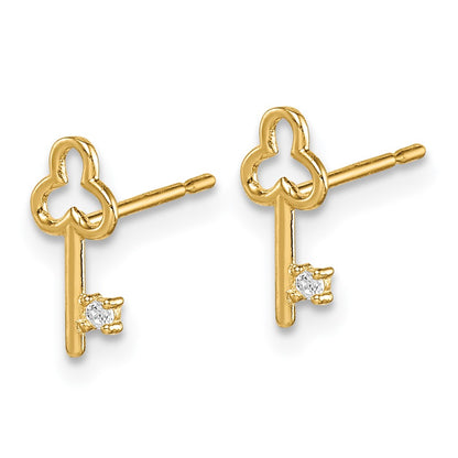 14K Yellow Gold Madi K Cz Key Post Earrings
