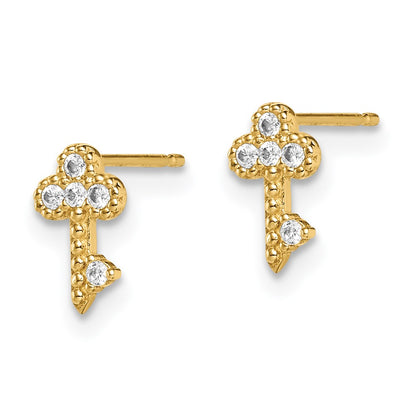 14K Yellow Gold Madi K Key Cz Post Earrings