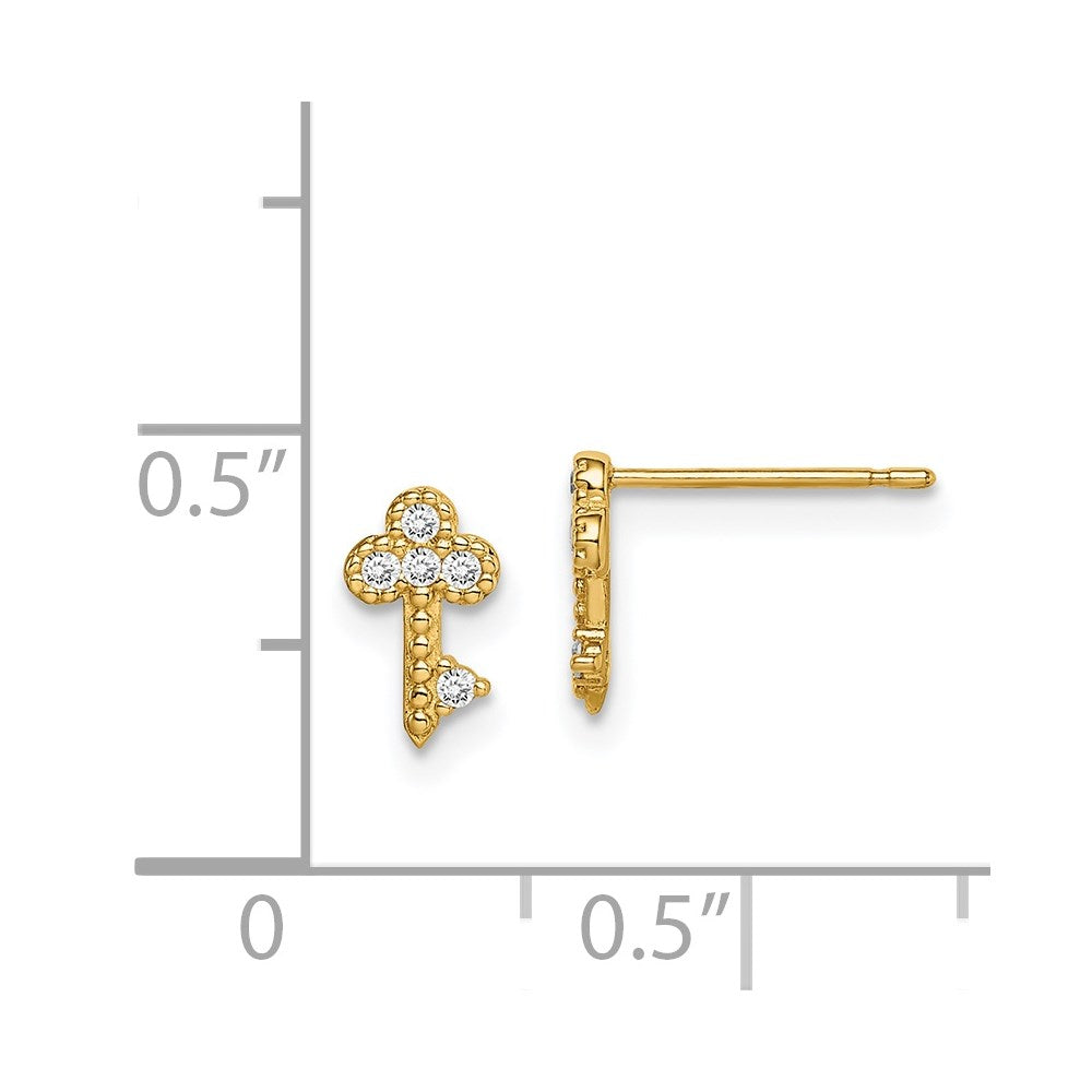 14K Yellow Gold Madi K Key Cz Post Earrings
