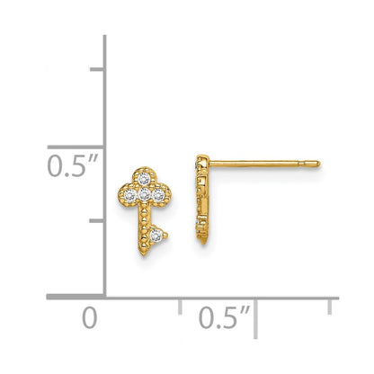 14K Yellow Gold Madi K Key Cz Post Earrings
