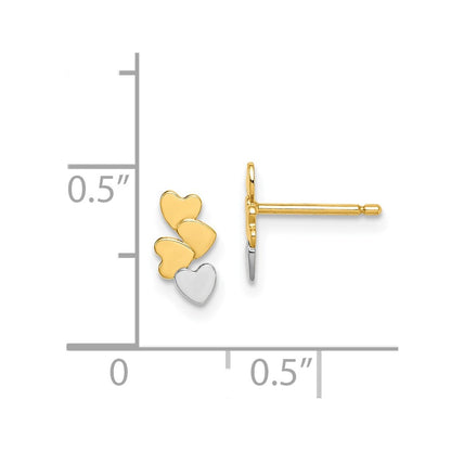 14K Yellow & Rhodium Madi K White Hearts Post Earrings