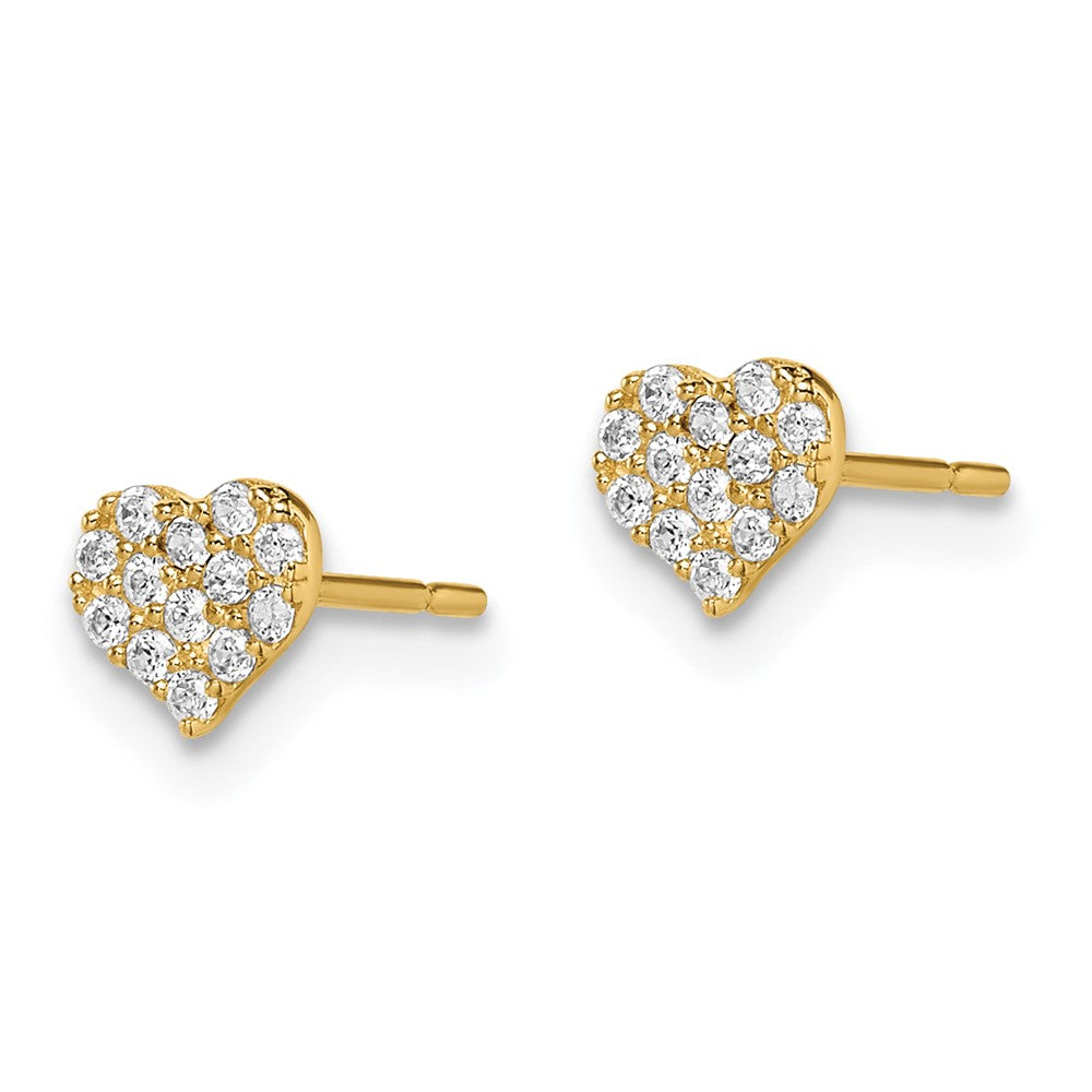 14K Yellow Gold Madi K Cz Heart Post Earrings