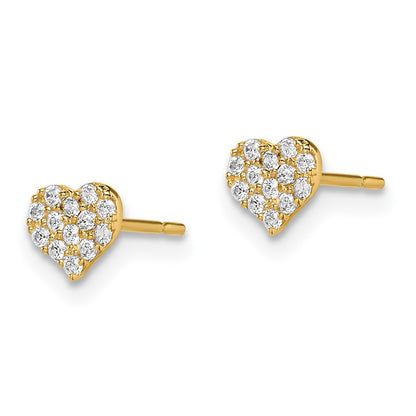 14K Yellow Gold Madi K Cz Heart Post Earrings