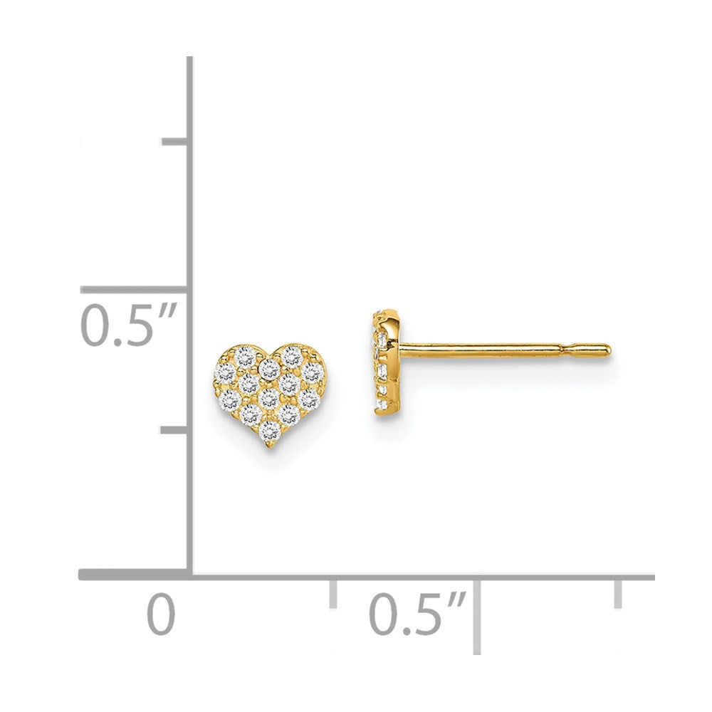 14K Yellow Gold Madi K Cz Heart Post Earrings