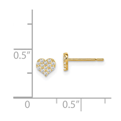 14K Yellow Gold Madi K Cz Heart Post Earrings