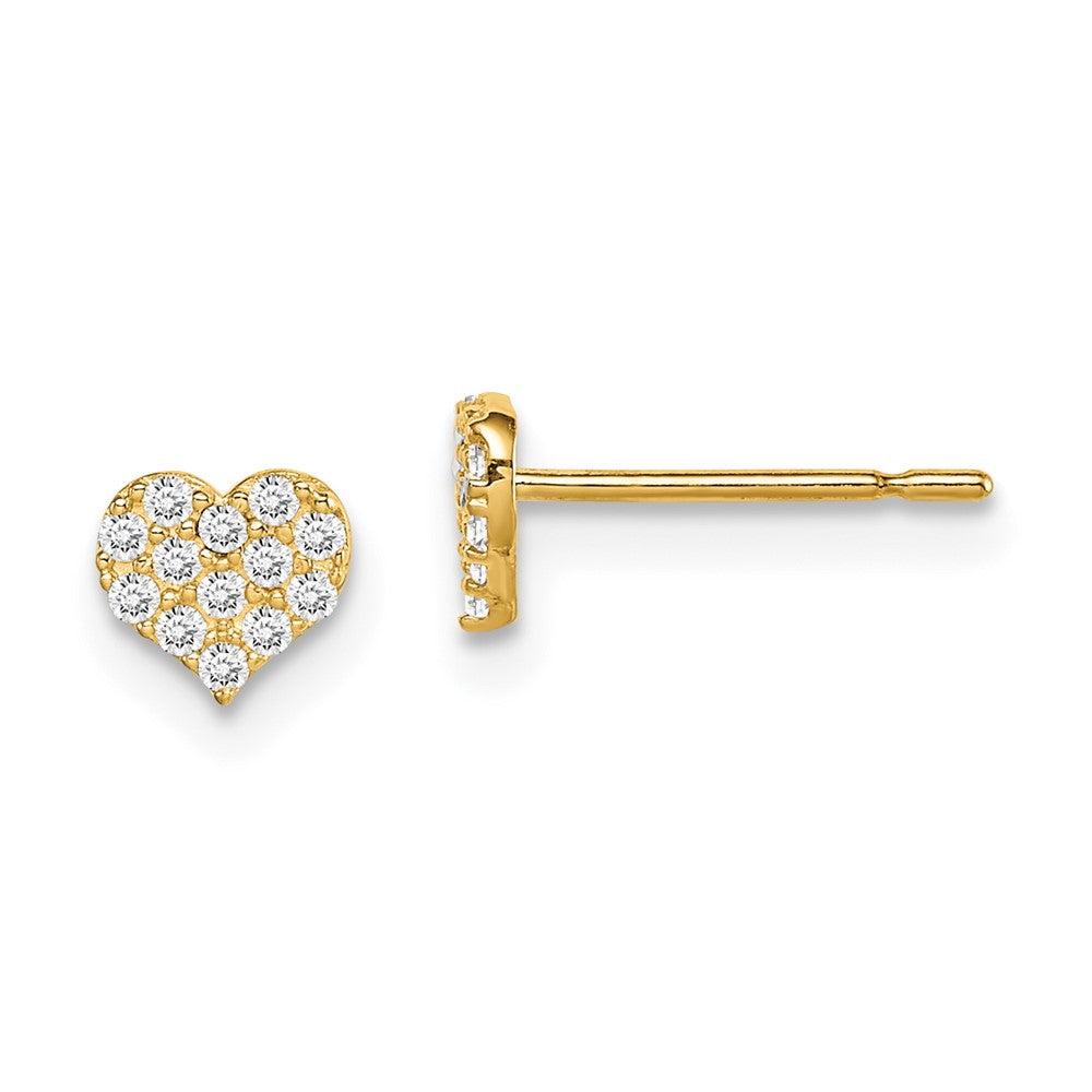 14K Yellow Gold Madi K Cz Heart Post Earrings