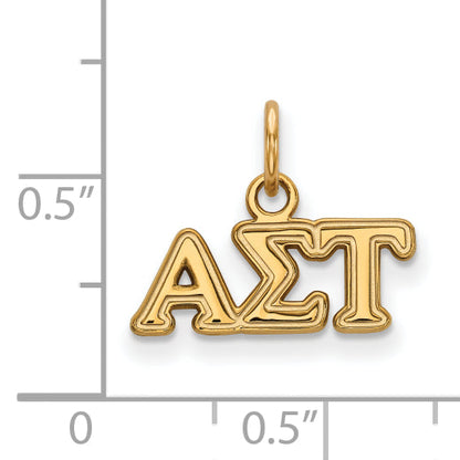Gold Plated Sterling Silver Logoart Alpha Sigma Tau Sorority Greek Letters Extra Small Pendant