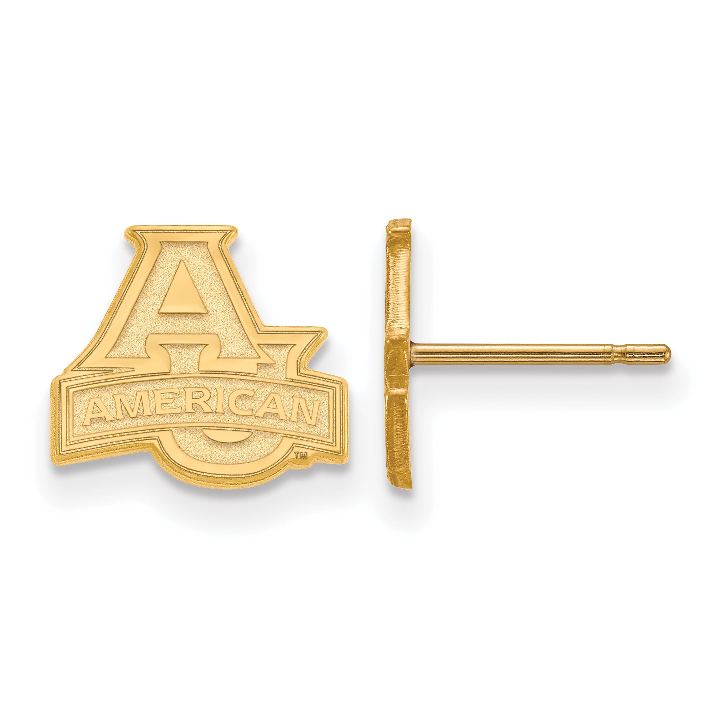 Gold Plated Sterling Silver Logoart American University Extra Small Post Earrings
