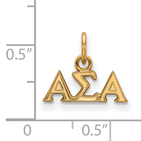 Gold Plated Sterling Silver Logoart Alpha Sigma Sorority Greek Letters Extra Small Pendant