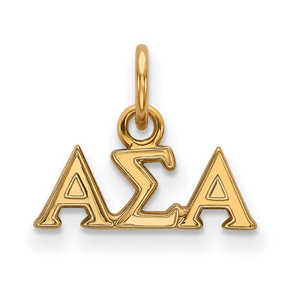 Gold Plated Sterling Silver Logoart Alpha Sigma Sorority Greek Letters Extra Small Pendant
