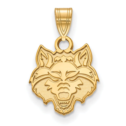 Gold Plated Sterling Silver Logoart Arkansas State University Wolf Small Pendant