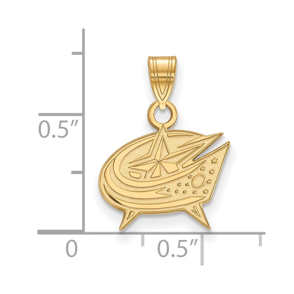 Gold Plated Sterling Silver Nhl Logoart Columbus Blue Jackets Small Pendant