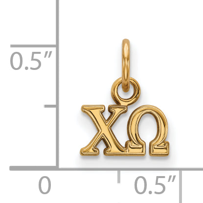 Gold Plated Sterling Silver Logoart Chi Omega Sorority Greek Letters Extra Small Pendant