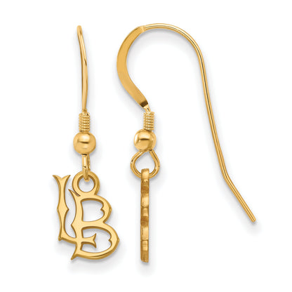 Gold Plated Sterling Silver Logoart California State University Long Beach L B Extra Small Dangle Wire Earrings