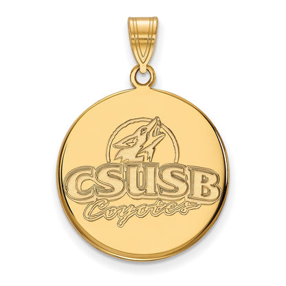 14K Yellow Gold Logoart California State University San Bernardino Coyotes Large Disc Pendant