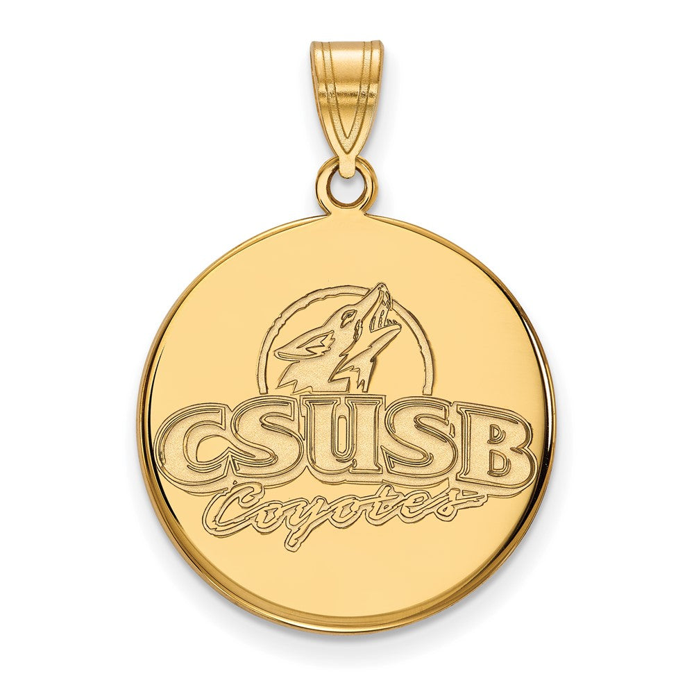 Gold Plated Sterling Silver Logoart California State University San Bernardino Coyotes Large Disc Pendant