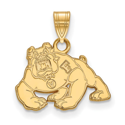 Gold Plated Sterling Silver Logoart California State University Fresno Bulldog Small Pendant