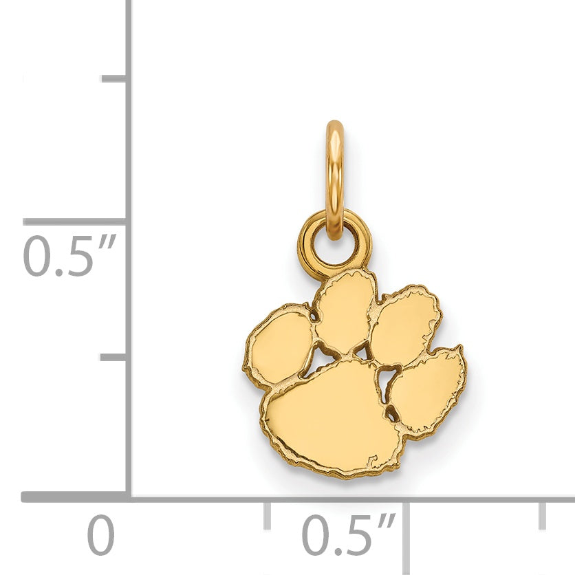 Gold Plated Sterling Silver Logoart Clemson University Tiger Paw Extra Small Pendant