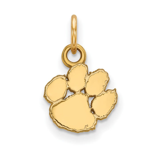 10K Yellow Gold Logoart Clemson University Tiger Paw Extra Small Pendant
