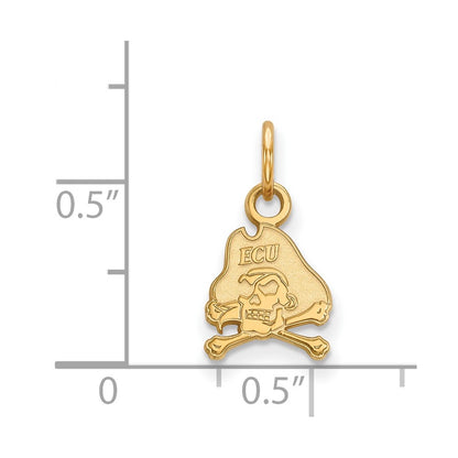 10K Yellow Gold Logoart East Carolina University Pirate Extra Small Pendant