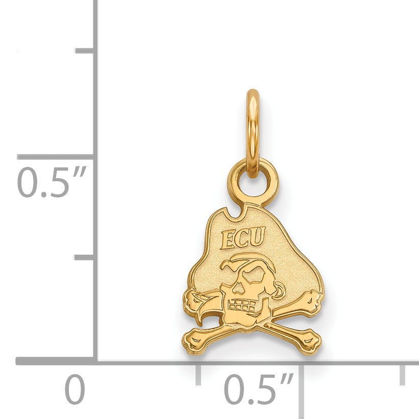 Gold Plated Sterling Silver Logoart East Carolina University Pirate Extra Small Pendant