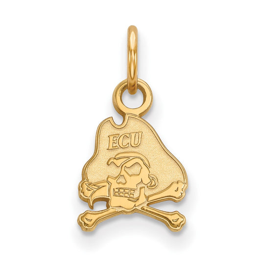 10K Yellow Gold Logoart East Carolina University Pirate Extra Small Pendant