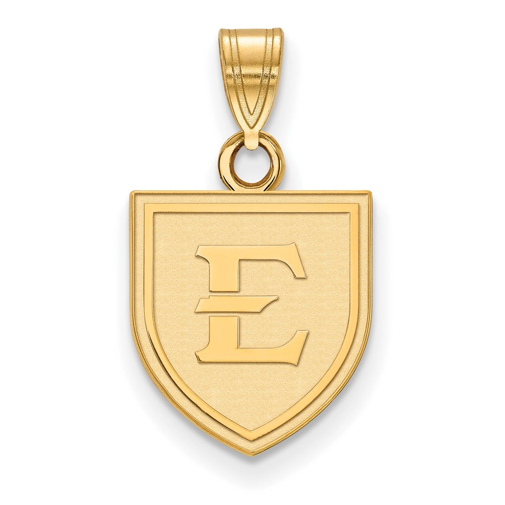 14K Yellow Gold Logoart East Tennessee State University Letter E Shield Small Pendant