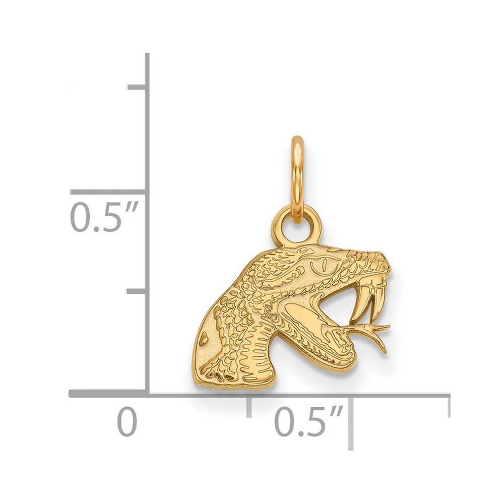 10K Yellow Gold Logoart Florida A And M University Rattler Extra Small Pendant