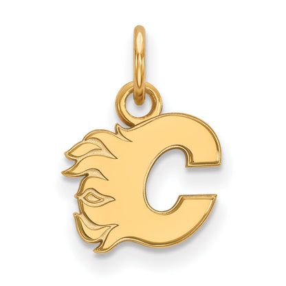 Gold Plated Sterling Silver Nhl Logoart Calgary Flames Letter C Extra Small Pendant