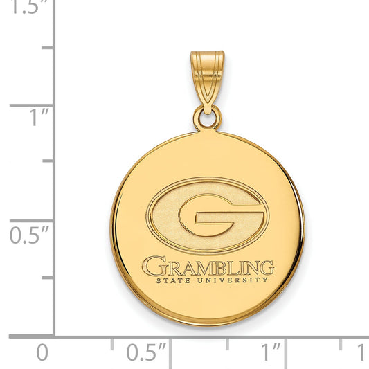 Gold Plated Sterling Silver Logoart Grambling State University Large Disc Pendant