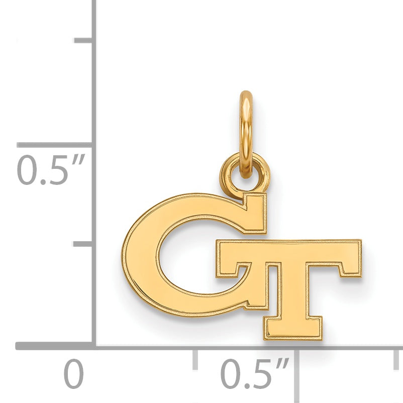 Gold Plated Sterling Silver Logoart Georgia Institute Of Technology G T Extra Small Pendant