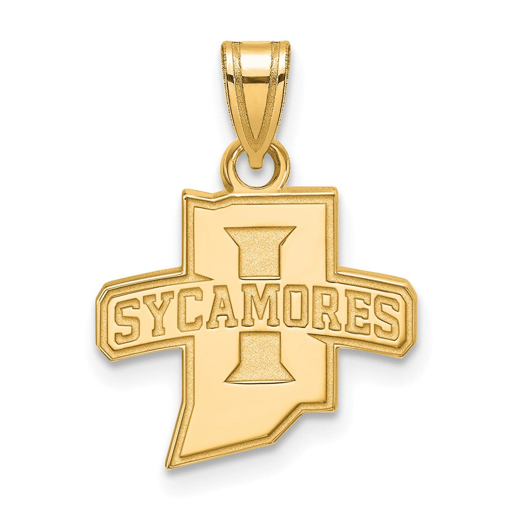 14K Yellow Gold Logoart Indiana State University Sycamores Small Pendant